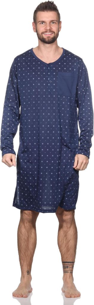Latuza Herren Nachthemd Aus Flanell – Langes Henley-Nachthemd Mit Taschen – Warm & Bequem Für Kalte Nächte