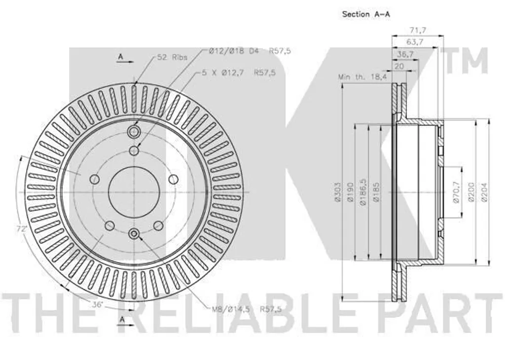 Paire de disques de frein NK 313665 haute performance pour Opel Antara