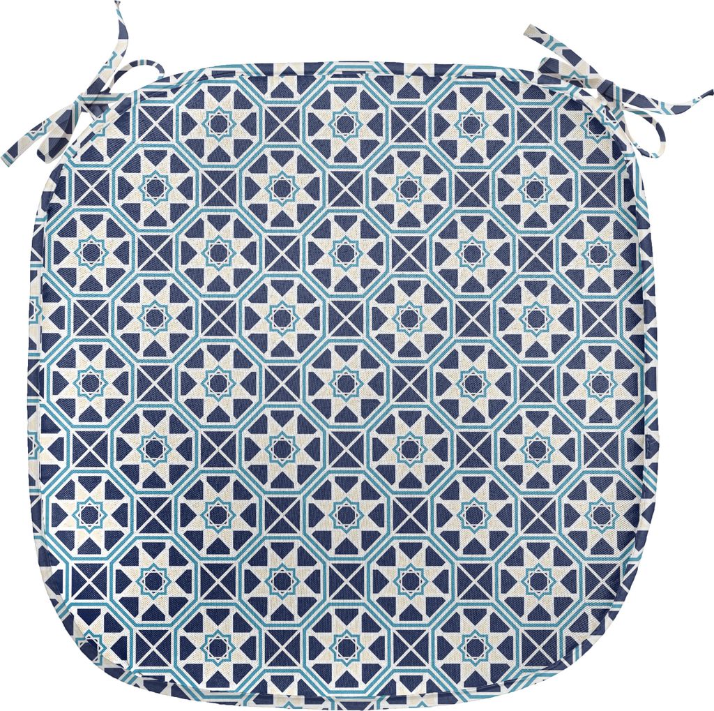 ABAKUHAUS Sterne Polster für Esszimmerstühle, Marokkanische Folklore Motive, Dekoratives wasserfestes Kissen mit Riemen für Küchensitze, 40 cm ...