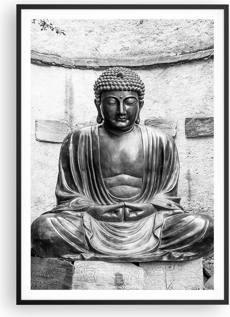 Gerahmtes Poster - Schwarzer Rahmen - Japanisch Buddha Produktbild 