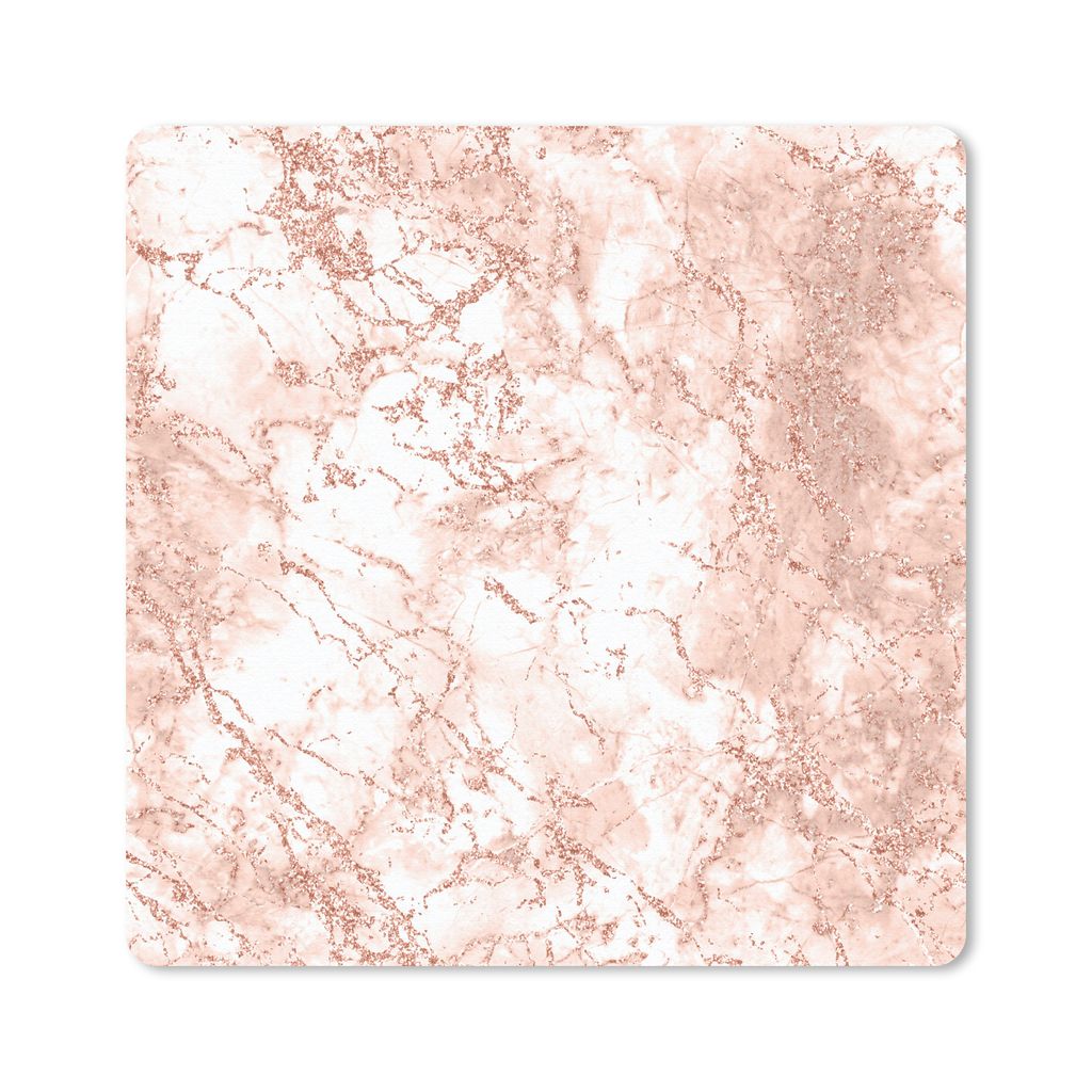 MuchoWow Mauspad Mousepad Marmor - Weiß - Rosa 20x20 cm - Mousepads - Maus Mat - Pad - Mausunterlage - Desk Mat - Bureauartikeln
