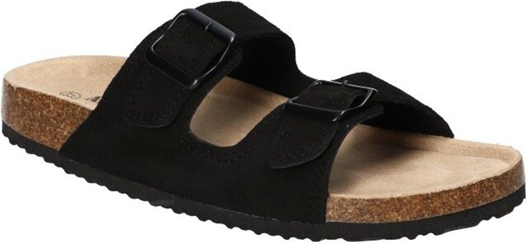 AMERICAN CLUB CY155 Pantoletten, Echtleder Flip-Flops, Casual, Schwarz 39