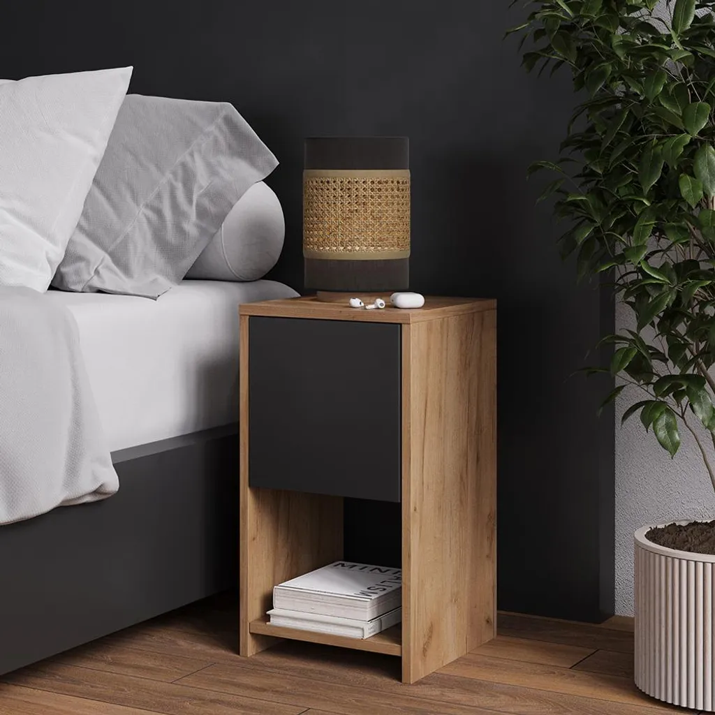 Table de nuit design Vicco Evo chêne et anthracite 2 unités Modèle 57748