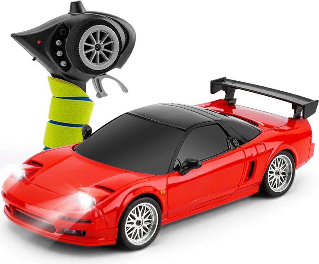 Ferngesteuertes Auto, 2,4 GHz elektrisches Driftfahrzeug-Spielzeug mit Gyroskop, LED-Leuchten, Geschenke fuer Kinder, Jungen und Maedchen