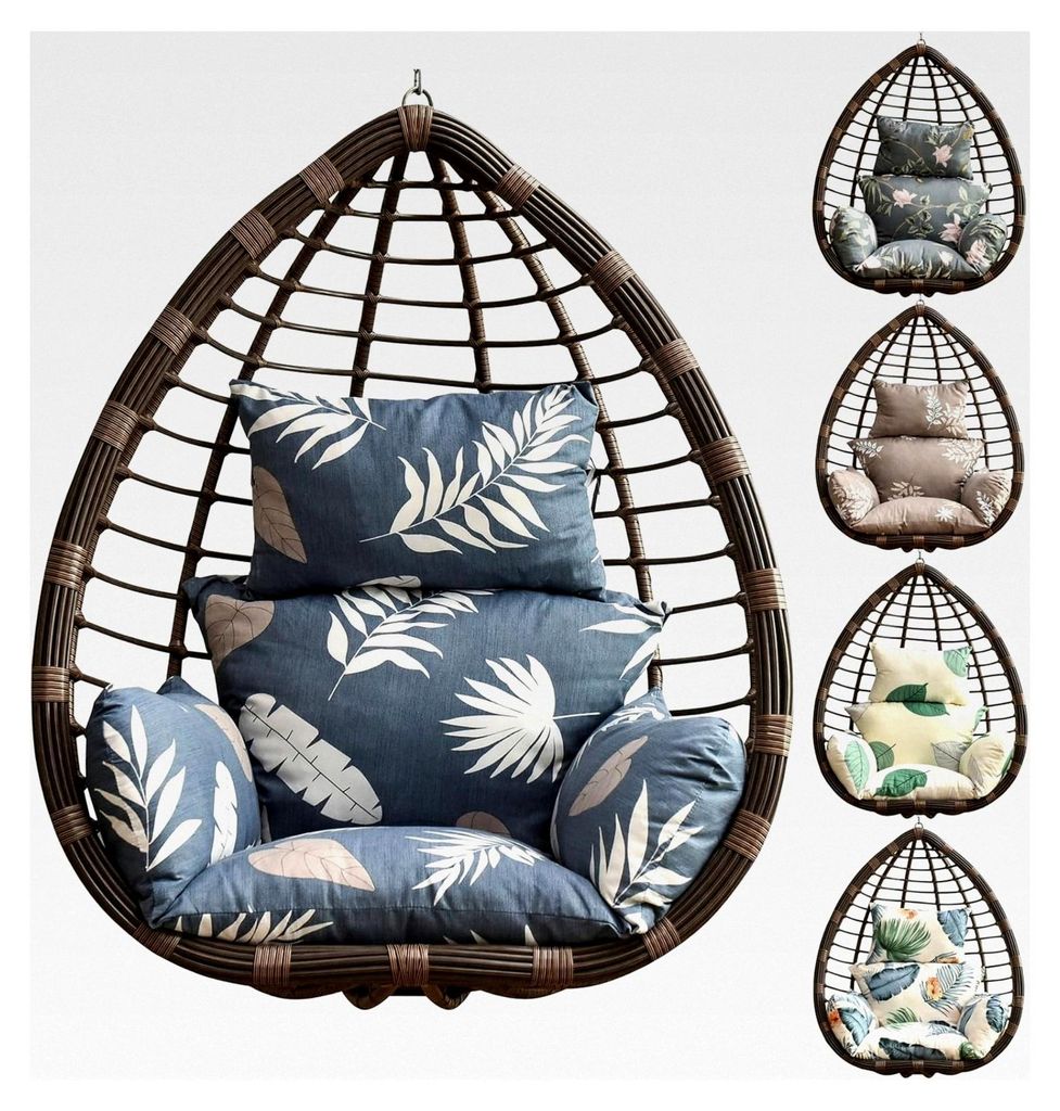 Eierstuhlkissen, Bedrucktes Hängestuhl-Kissen, Abnehmbares Eier-Schaukelstuhl-Kissen für Innenbereich, Veranda, Garten, Patio, Hängematte