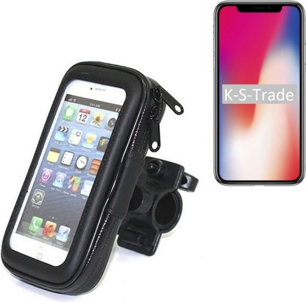 K-S-Trade Fahrrad-Halterung kompatibel mit Apple iPhone X Handy-Halterung Halter Lenkstange Fahrradhalterung Motorrad Bike Mount Wasserabweisend
