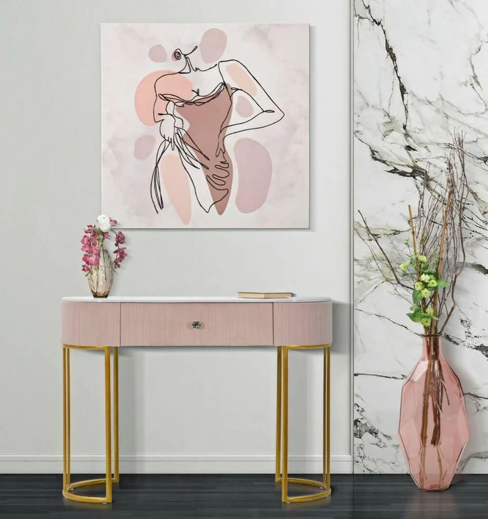 Table Console Rose Abstraktes 100cm - Buffet d'Appoint Mural Moderne - 2