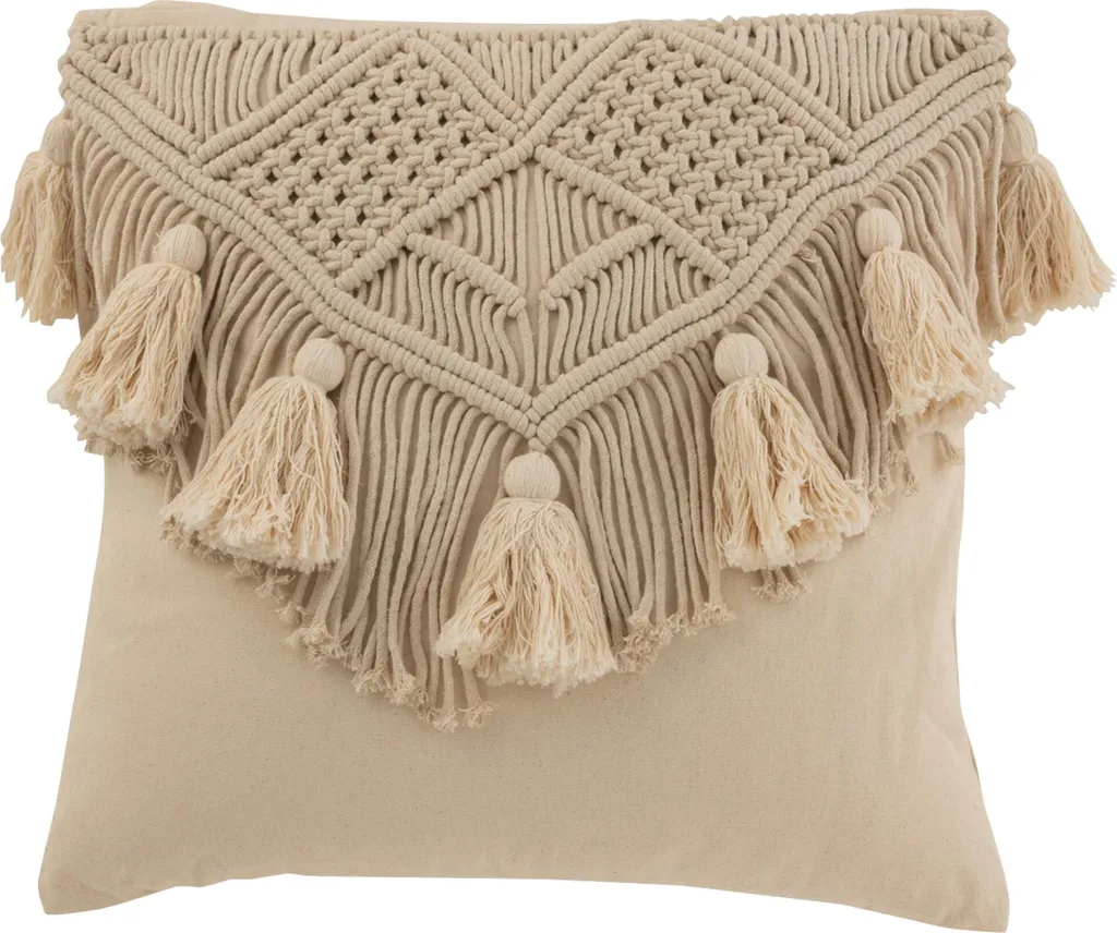 Coussin de Décoration en Coton Beige Small J-Line pour Canapé et Lit