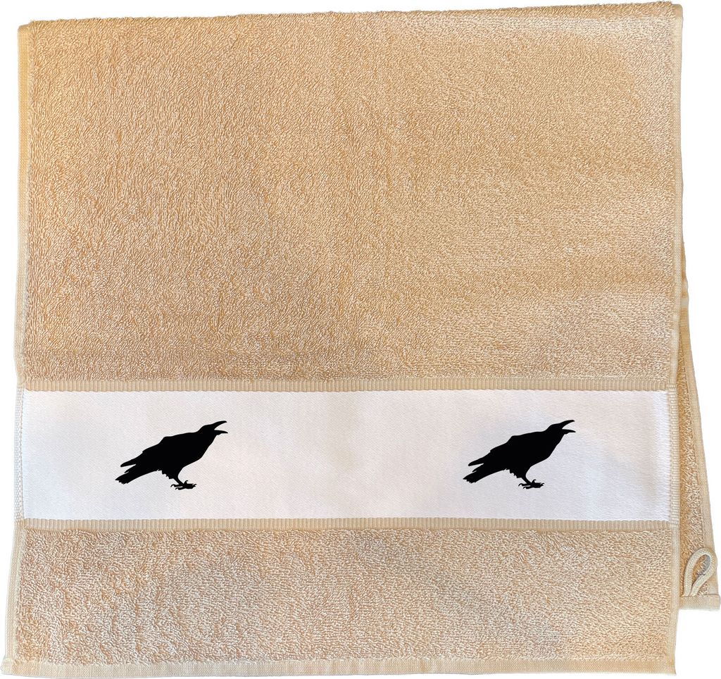 Huuraa Handtuch Rabe Silhouette 50x100cm Sand Baumwolle Handtuch Geschenkidee