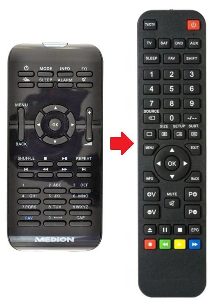Ersatz Fernbedienung für Medion MD86562
