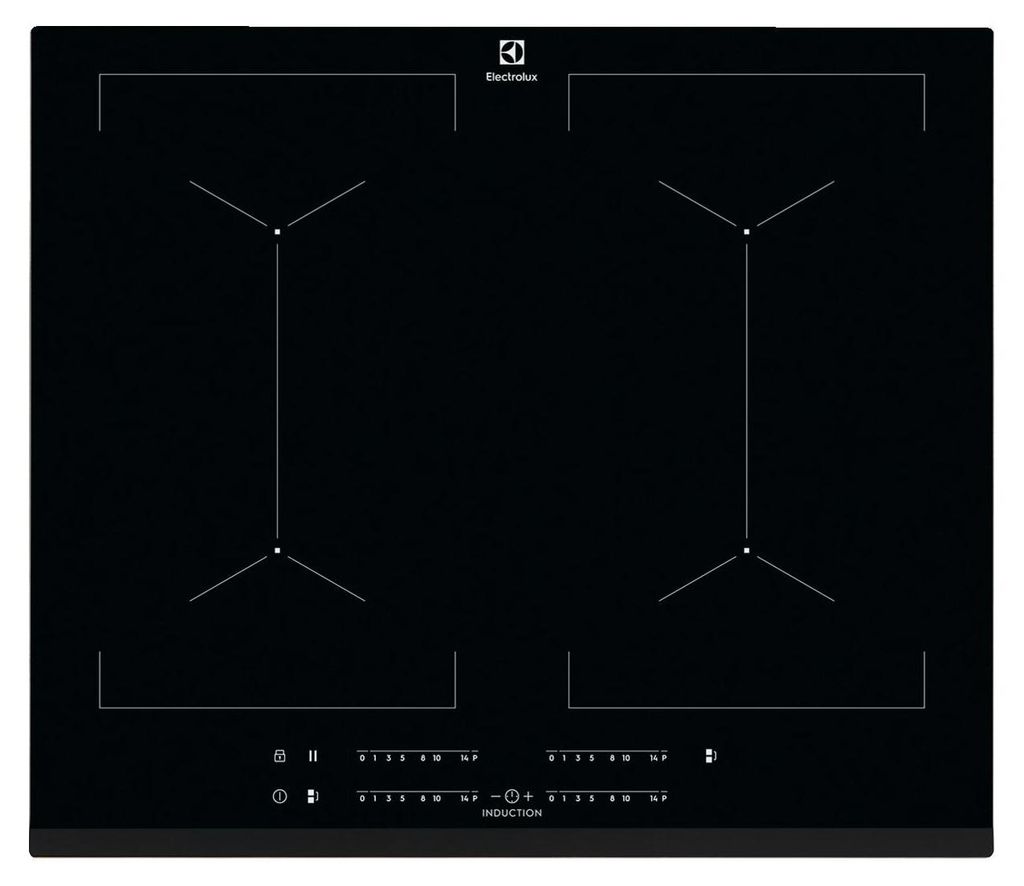 A top-down view of a black induction cooktop.