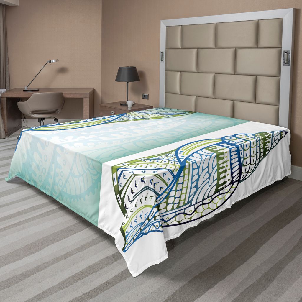 ABAKUHAUS Muscheln Bettlaken, Abstrakte Muschel Grafik Aufwändigem Korallenrotem Druck Hintergrund Marine, weiches bequemes oberes Bettlaken für ...