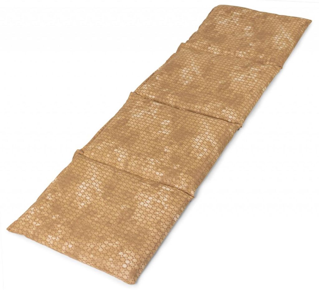 4-Kammer Bio-Dinkelkissen 20x60cm groß - Wärmekissen, Körnerkissen für Mikrowelle und Backofen, Bio-Dinkel, batik-gold