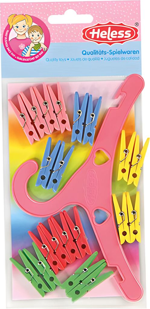 HELESS 20 mollette e 1 appendiabiti per bambole SPIELGUT Immagine del prodotto 