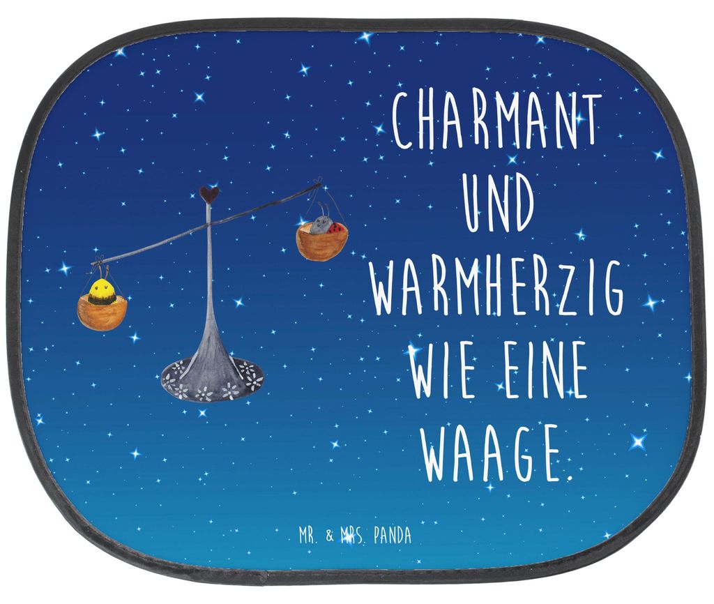 Mr. & Mrs. Panda Sonnenschutz Fürs Auto Sternzeichen Waage - Sternenhimmel Blau - Geschenk, Hummel, Sonnenblende, Gleichgewicht, Biene, Marienkäf...