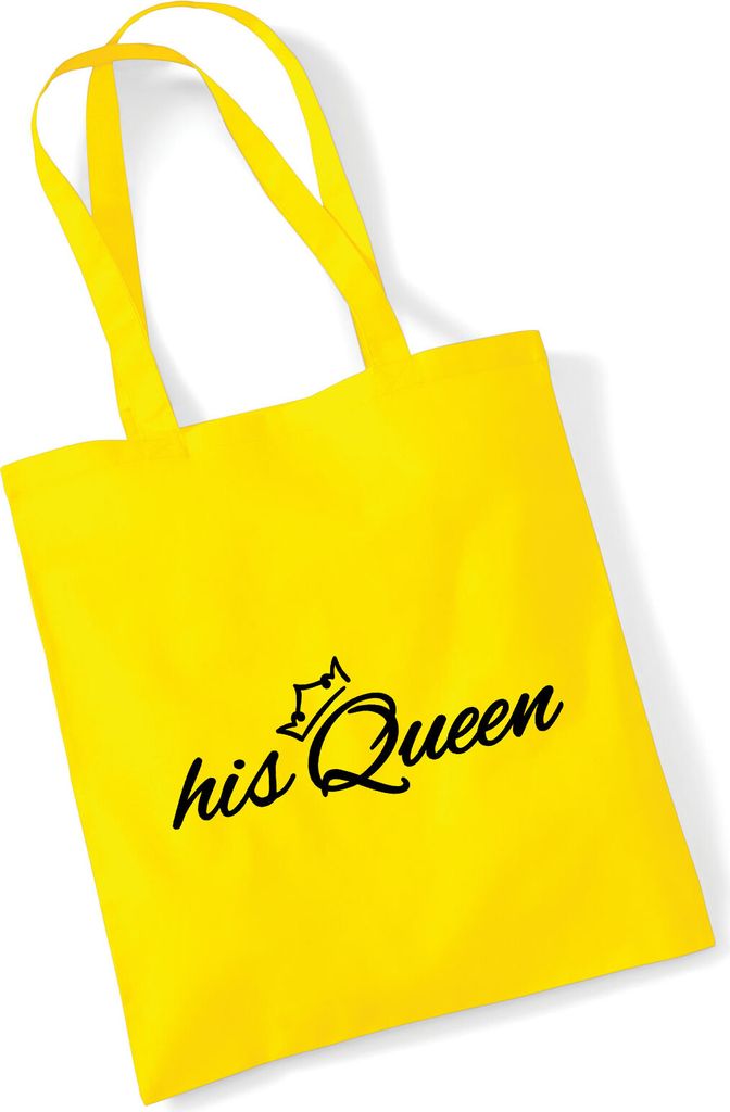 Huuraa Jutebeutel his Queen Krone 10 Liter Yellow Baumwolle Tasche Geschenkidee