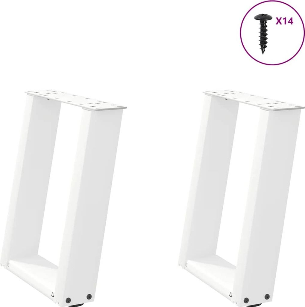 Couchtischbeine U-Form 2 Stk. Weiß 38x(42-43) cm Stahl