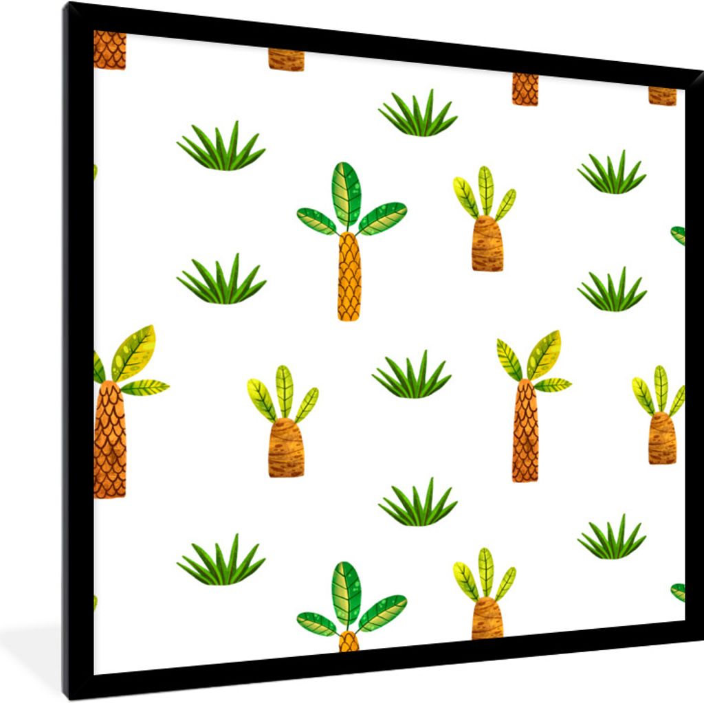 MuchoWow Gerahmtes Poster Dschungel - Bäume - Design 40x40 cm - Poster mit Schwarzem Bilderrahmen Wandposter Rahmen Foto Bilder - Mit Rahmen - W...