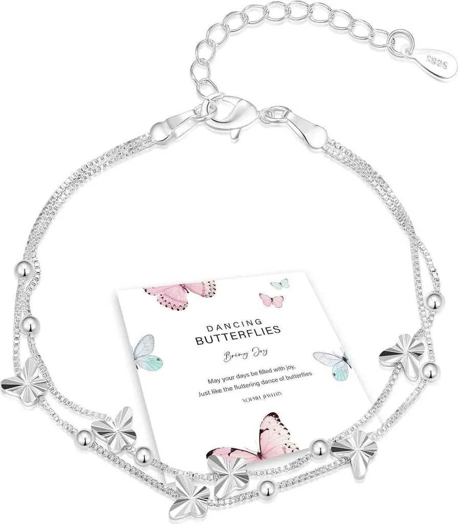 XOEMEL Bracelet Papillon en Argent 925 et Perles Or Rose pour Femme