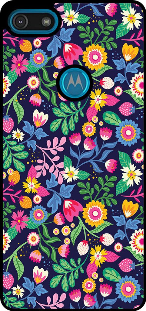 Smartphonica Handytasche Passend für Motorola Moto E6 Play mit Blumendruck - TPU zurück Abdeckung Fall Blumendesign