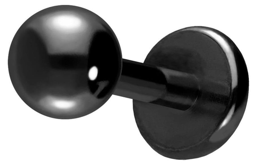 Ohrpiercing, Nasenpiercing Titan Labret mit Push Fit Schwarz Stablänge: 5mm + Stabstärke: 1mm + Kugelgröße: 2,5mm