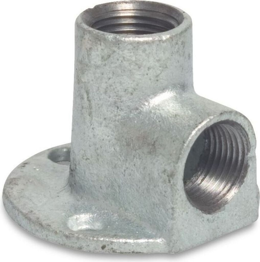 Gewindefitting Temperguss Wandscheibe 90° 1/2" IG x 1/2" IG Produktbild 