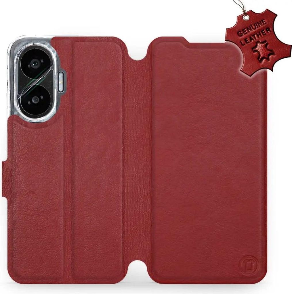 Echtleder Handyhülle für Xiaomi POCO F7, Mobiwear Leather, Dunkelrot