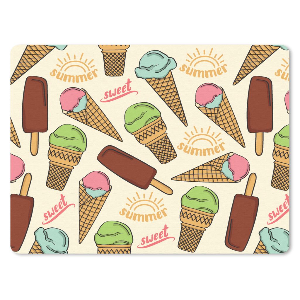 MuchoWow Mauspad Mousepad Lebensmittel - Muster - Eiscreme 40x30 cm - Mousepads - Maus Mat - Pad - Mausunterlage - Anti Rutsch