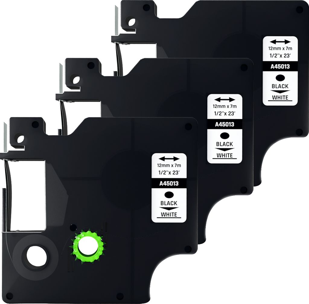 Dymo D1 kompatibles 45013 (S0720530) Band - schwarz auf weiß - 12 mm x 7 m - 3-Pack