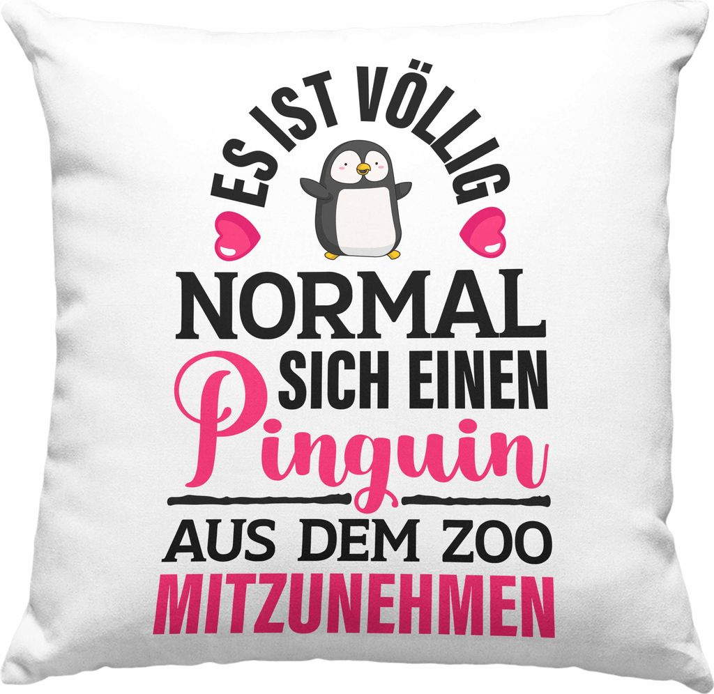 Trendation - Pinguin Geschenk Deko-Kissen mit Füllung 40x40 Kinder Liebe Spruch Kollegin Freundin Deko-Kissen mit Füllung 40x40 Pinguin Liebhaber...