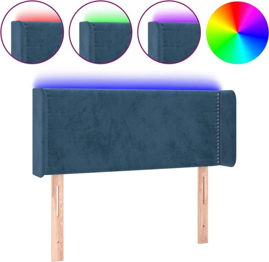 vidaXL LED Kopfteil Dunkelblau 103x16x78/88 cm Samt