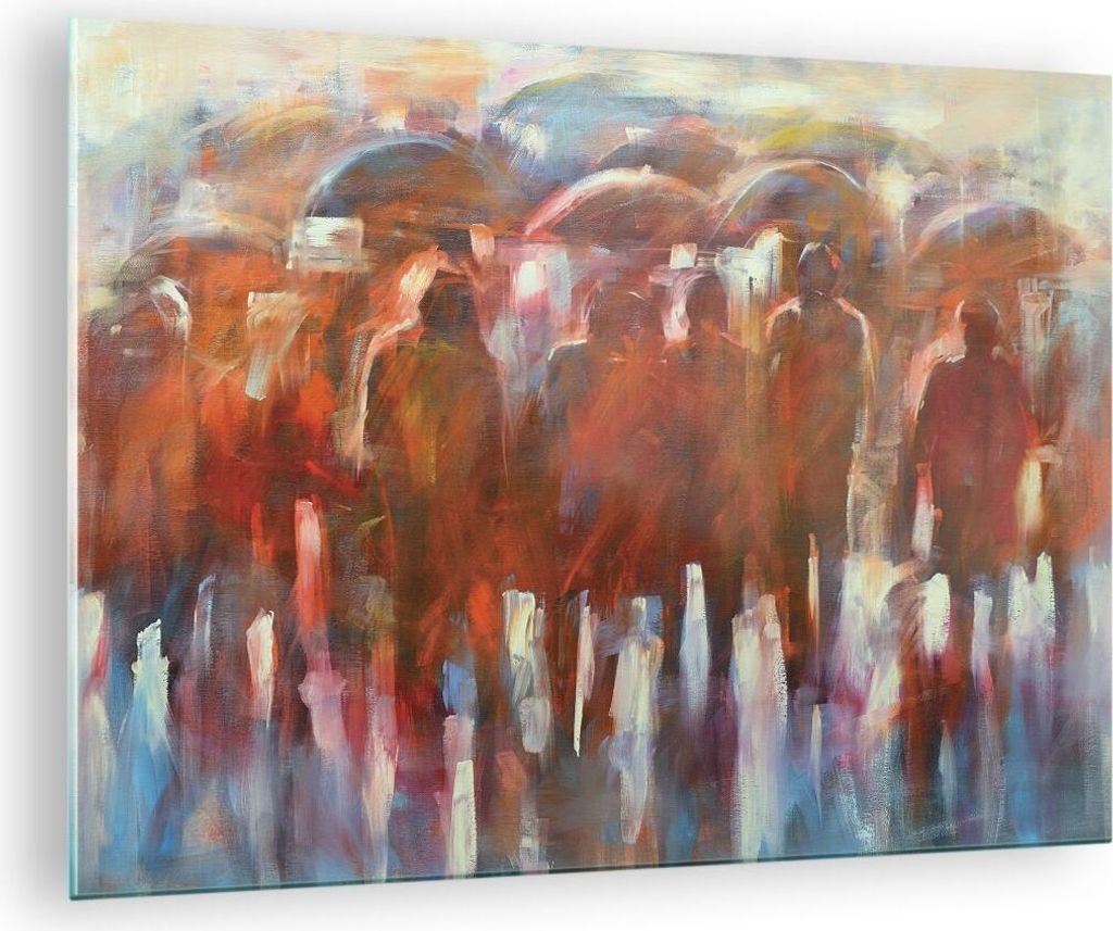 Bilder auf glas - Einteilig - Regenschirme Menschen Handwerk - 70x50cm - Glasbilder - Wandbilder - Bilder - Wanddekoration aus Glas - Glas Bilder -...