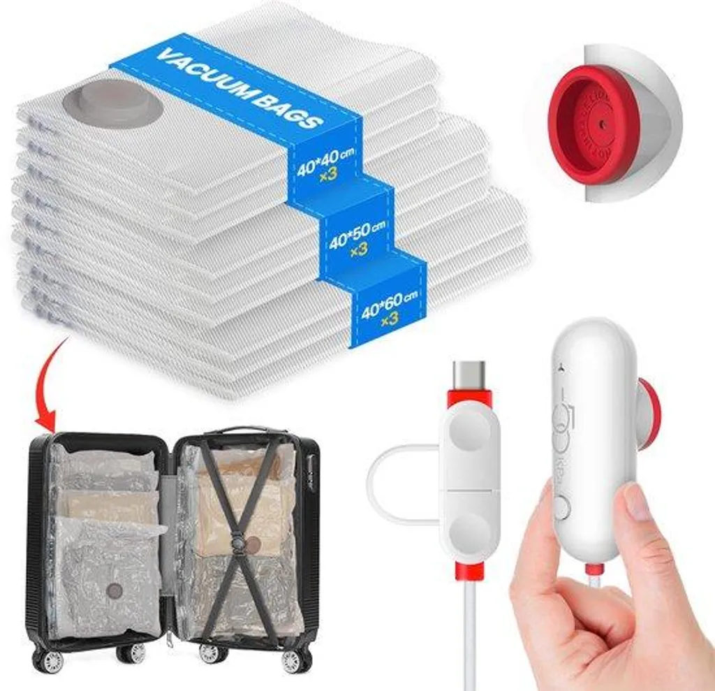 Sacs sous vide à compression rapide, 12 unités pour un gain de place XXL