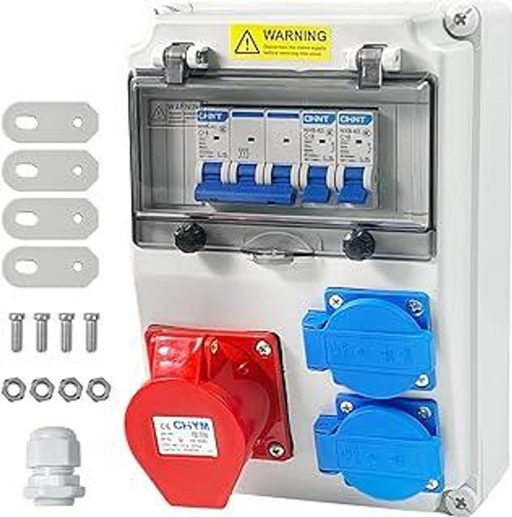 Verteilerkasten Bausatz, Bringen Leistungsschalter, Steckdosen, Drinnen und Draußen Baustromverteiler, Wasserdicht Stromverteiler, für Zementwand...