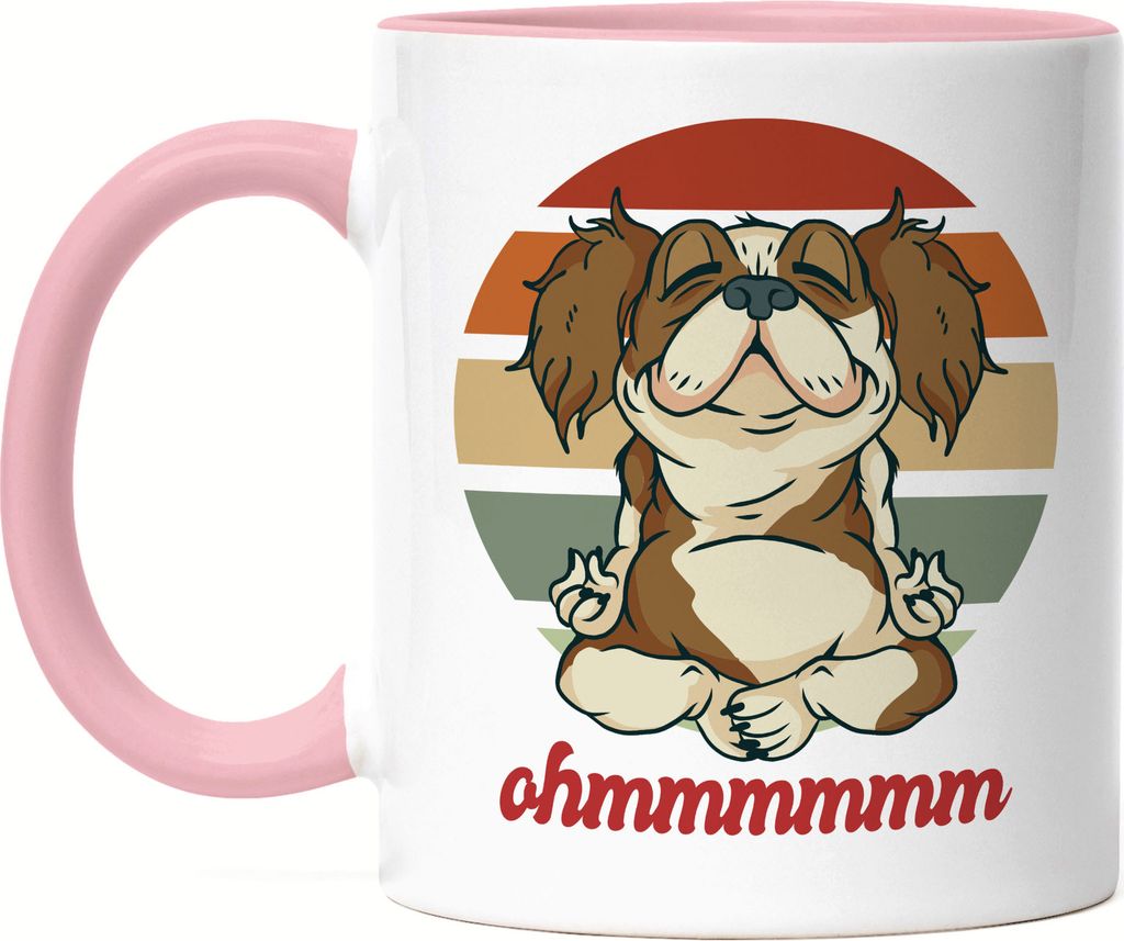 Ohmmm Tasse Rosa Meditation Yoga Süßer Hund Geschenkidee Yoga-Studio Mental Health