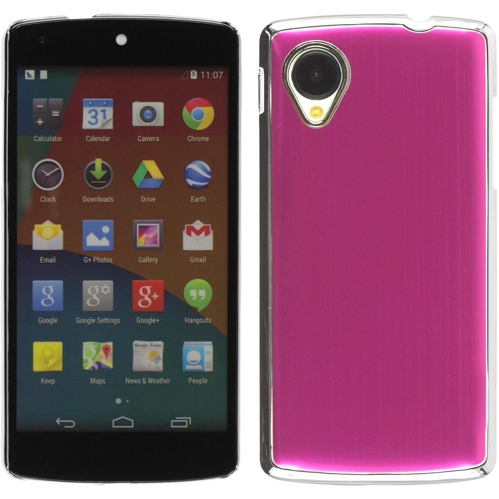 PhoneNatic Case kompatibel mit Google Nexus 5 - Hülle pink Metallic Hard-case + 2 Schutzfolien