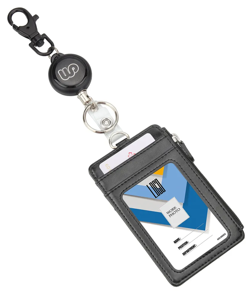 Porte-badge avec enrouleur et zip pour transport et accès parking
