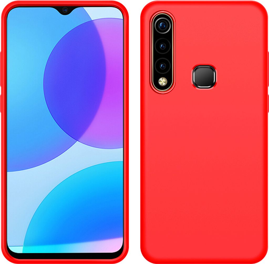 VIVO Z5i Hülle, LaimTop Slim Flüssig Silikon Soft Gel Gummi Stoßfest Kratzfest Schutzhülle für VIVO Z5i Rot