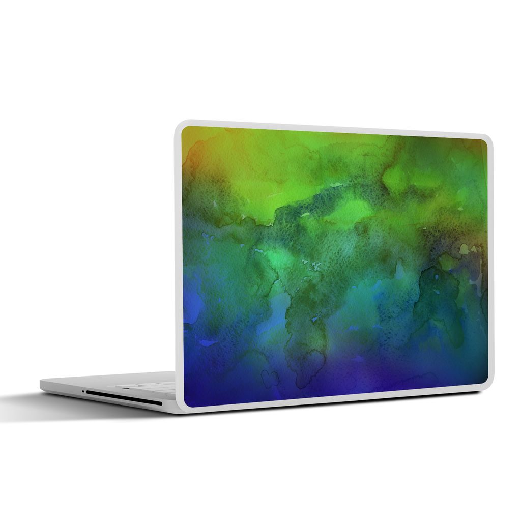 MuchoWow Laptop Aufkleber Sticker Cover Aquarell - Grün - Farbton - Blau 36.5x27.5 cm - Laptop-Sticker