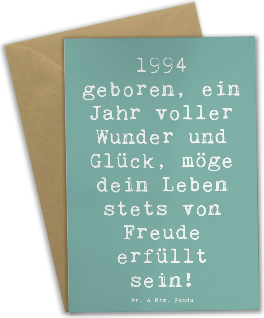 Mr. & Mrs. Panda Klappkarte Spruch 1994 Geburtstag - Meeresbrise - Geschenk, Alter, positive Veränderungen, weihnachtskarten, Grußkarte, Happy Bi...