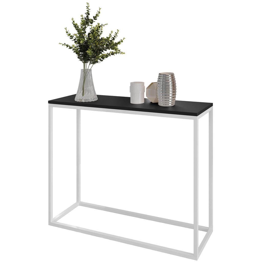 Furneo | Konsolentisch II - 80 cm - Schwarz matt / Weiß - Elegantes Design - Kompakt und vielseitig