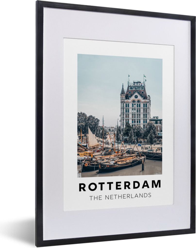 MuchoWow Gerahmtes Poster Rotterdam - Niederlande - Boot 30x40 cm - Poster mit Schwarzem Bilderrahmen Wandposter Rahmen Foto Bilder - Wandposter ...