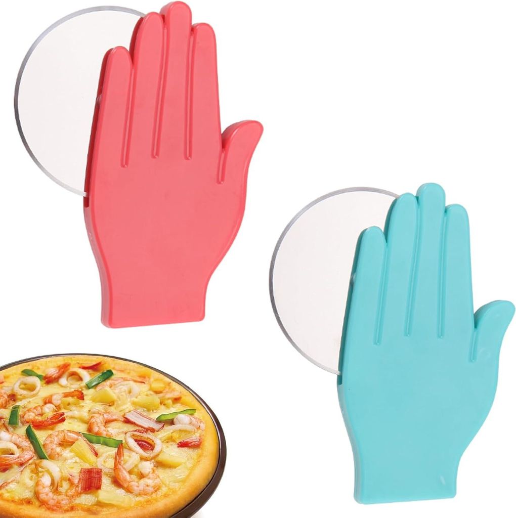 Lustiger Pizzaschneider - Edelstahl Rundgriff Form für Pfannkuchen Teig Kuchen Waffeln (2 Stück, Palm)