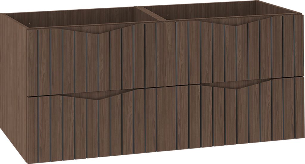 Waschtischunterschrank 120cm Siena mit 4 Schubladen, Holzoptik und Schwarz