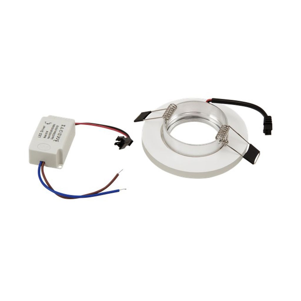 LED Einbaurahmen Glas mit LED-Beleuchtung Ø 90 mm 3000K Warmweiß