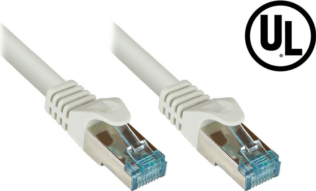 RNS Patchkabel Cat.6A, mit Messprotokoll + Serien-Nr., S/FTP, 500MHz, 10Gbit/s, UL, grau, 1,5m, Good Connections