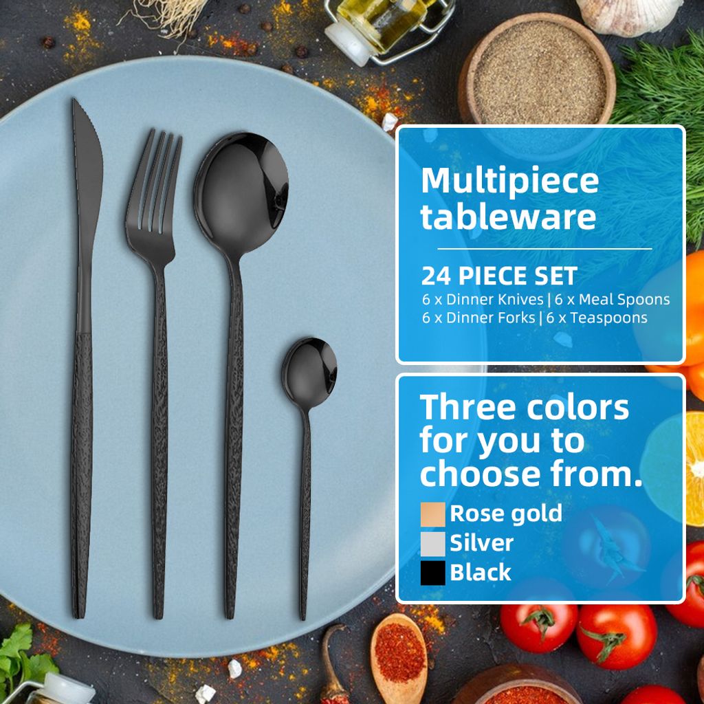 24 Stück Silberbesteck Set für 4 Edelstahl Besteck Set Geschirr Set enthalten Gabeln Messer Löffel Besteck Set für Haus Küche und Restaurant P...