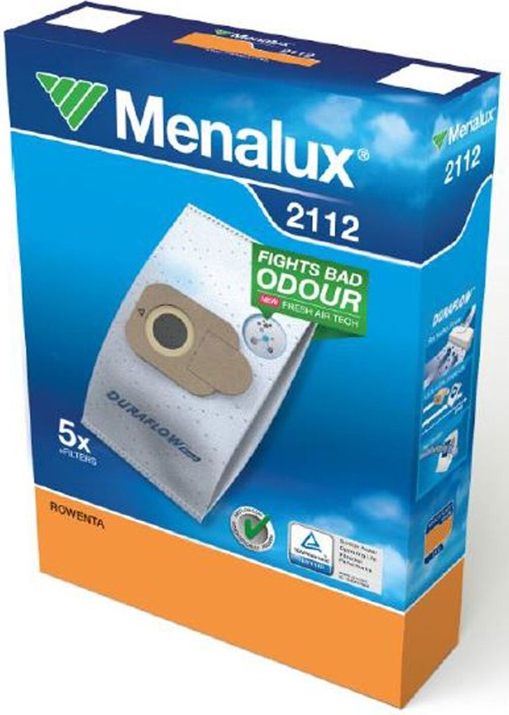 A product box for Menalux vacuum cleaner bags.