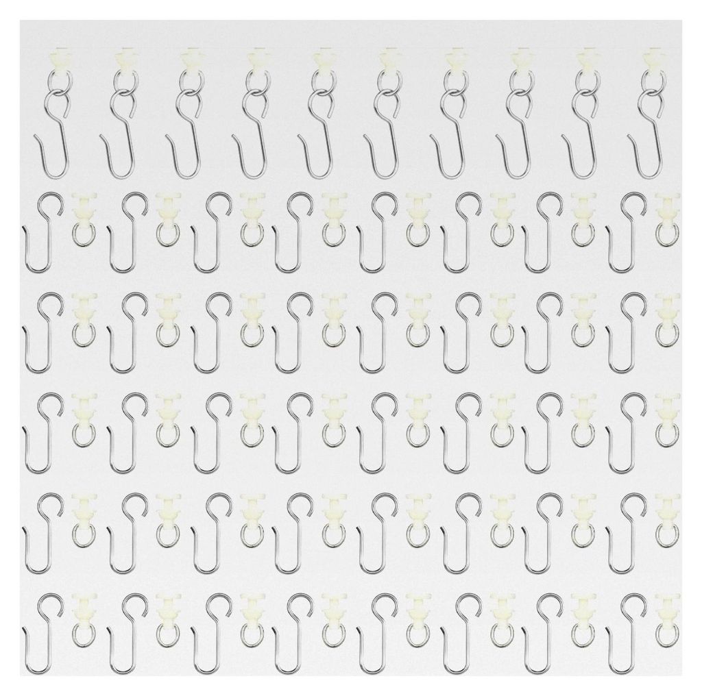 100 Stück Gardinenröllchen mit 50 Gardinenhaken und 50 Vorhanghaken aus Edelstahl für Vorhangschienen