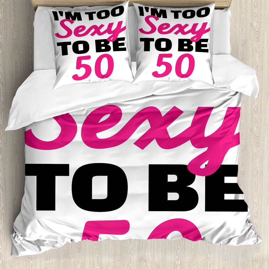 ABAKUHAUS 50. Geburtstag Bettbezug, Sein 50 Themed Text, Milbensicher Allergiker geeignet mit Kissenbezügen, 200 cm x 200 cm - 80 x 80 cm, Weiß S...